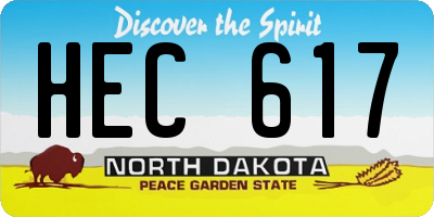 ND license plate HEC617