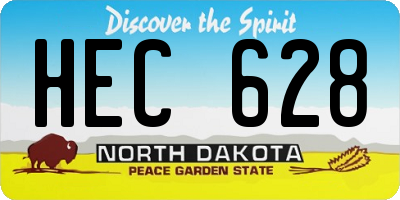 ND license plate HEC628