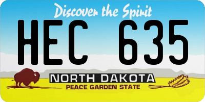 ND license plate HEC635