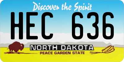 ND license plate HEC636