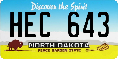 ND license plate HEC643