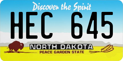 ND license plate HEC645