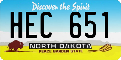 ND license plate HEC651