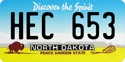 ND license plate HEC653