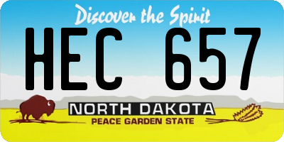 ND license plate HEC657