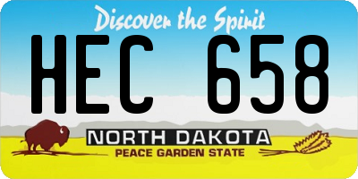 ND license plate HEC658