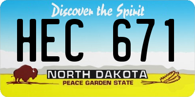 ND license plate HEC671