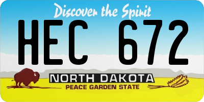 ND license plate HEC672
