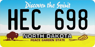 ND license plate HEC698