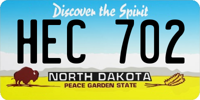 ND license plate HEC702