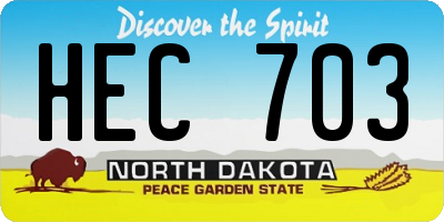 ND license plate HEC703