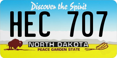 ND license plate HEC707