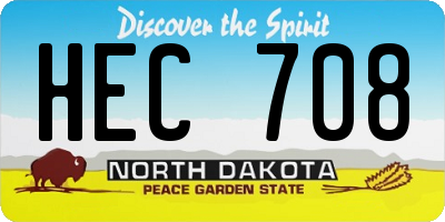 ND license plate HEC708