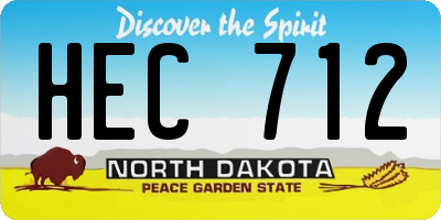 ND license plate HEC712
