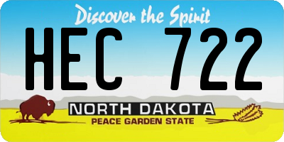 ND license plate HEC722