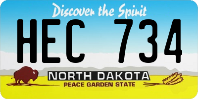 ND license plate HEC734