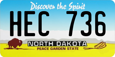 ND license plate HEC736