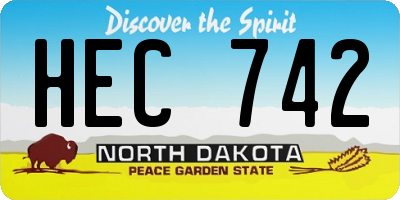 ND license plate HEC742