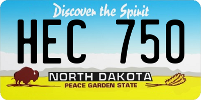 ND license plate HEC750