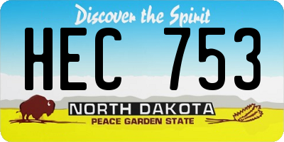 ND license plate HEC753