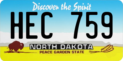 ND license plate HEC759