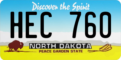 ND license plate HEC760
