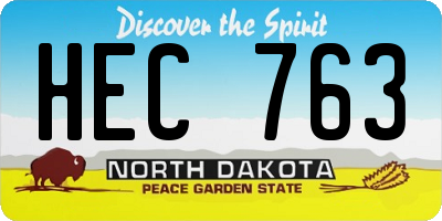 ND license plate HEC763