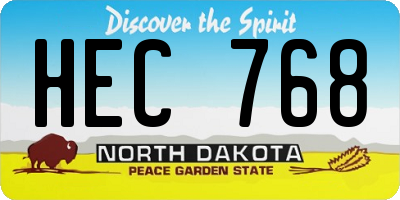 ND license plate HEC768