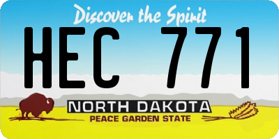 ND license plate HEC771