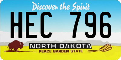ND license plate HEC796