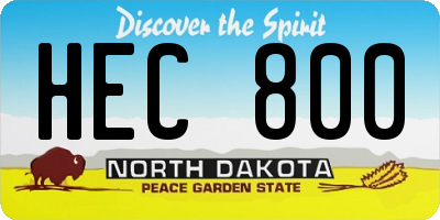 ND license plate HEC800