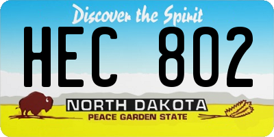 ND license plate HEC802