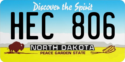 ND license plate HEC806