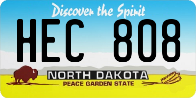 ND license plate HEC808