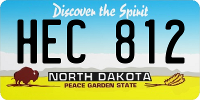 ND license plate HEC812