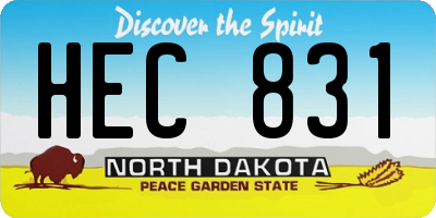 ND license plate HEC831