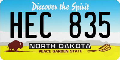 ND license plate HEC835