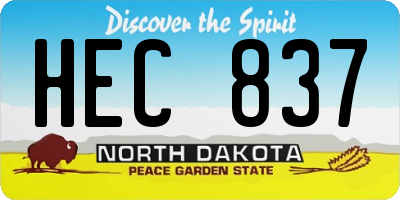 ND license plate HEC837