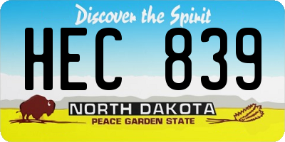 ND license plate HEC839