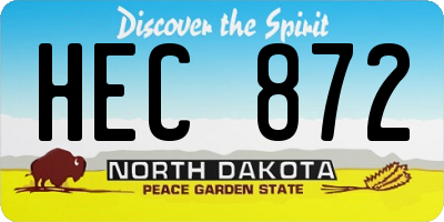 ND license plate HEC872