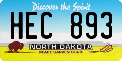 ND license plate HEC893