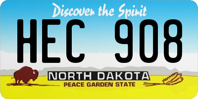 ND license plate HEC908