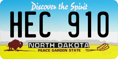 ND license plate HEC910