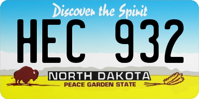 ND license plate HEC932