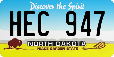 ND license plate HEC947