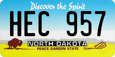 ND license plate HEC957