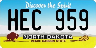 ND license plate HEC959