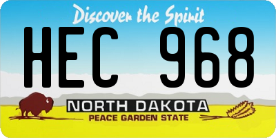 ND license plate HEC968
