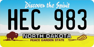 ND license plate HEC983
