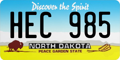 ND license plate HEC985